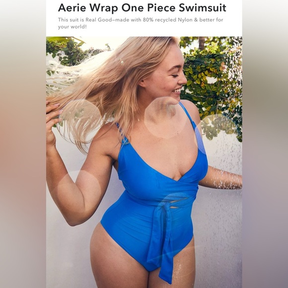 Aerie Women’s Size Medium Royal Blue One Piece Bathing suit  Wrap Comfy - Picture 1 of 5